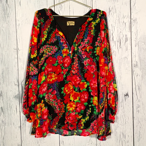 Show Me Your MuMu Tops - Show Me Your MuMu Floral Tunic Blouse Sz S EUC